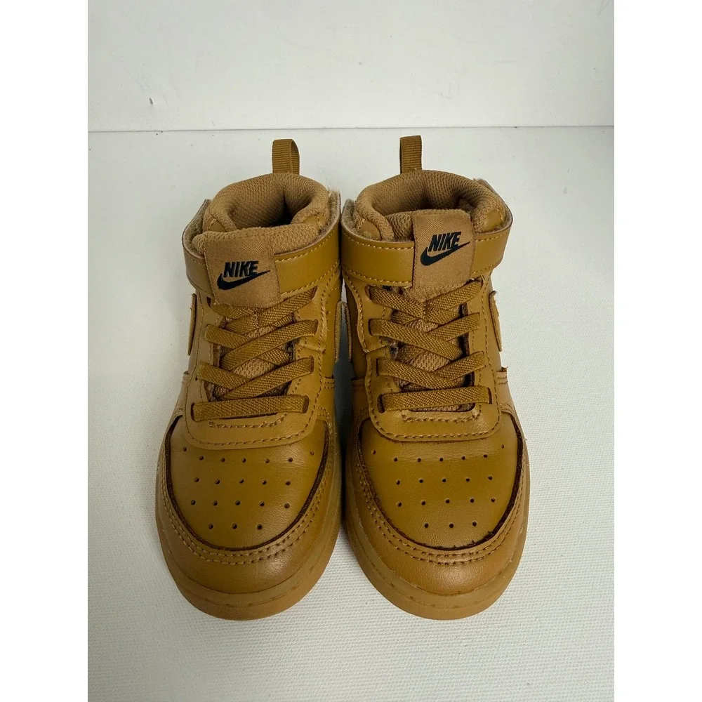 Nike Court Borough Mid 2 Toddler Shoes 9C Wheat Tan Brown CD7784-701 Sneaker - Picture 3 of 10